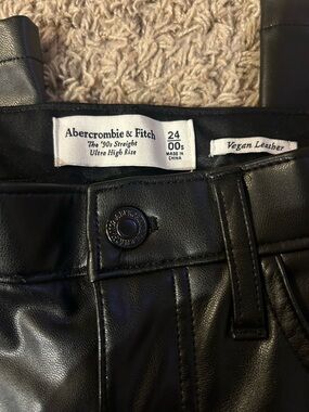 Abercrombie & Fitch Vegan Leather Straight Leg Pants - Black